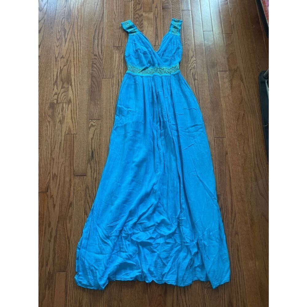 Blue Sleeveless Greek Goddess Style Maxi Dress